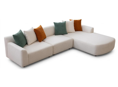 Eckcouch L Form Weiß Textil Modern Tief Gepolstert Wohnkomfort