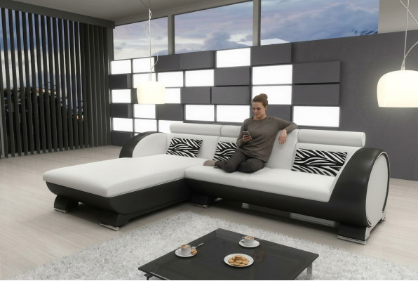 LEDERSOFA SOFA ECKCOUCH POLSTER ECKSOFA SOFAGARNITUR DESIGNER COUCH BARFUNKTION