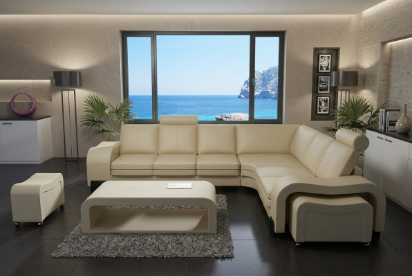 LEDERSOFA XXL WOHNLANDSCHAFT GARNITUR LEDER ECKCOUCH GARNITUR ECKSOFA POLSTER