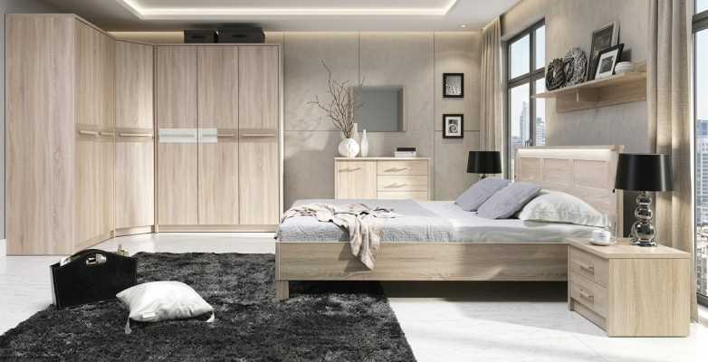 KOMPLETT Bett Kleiderschrank SCHLAFZIMMER SET SCHRANK BETT KOMMODE - CREMONA 3