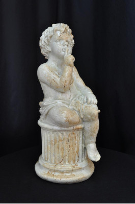 Figur Skulptur Engel auf dem Stein 63cm Weiß Design Accessoire Dekoration PG0049