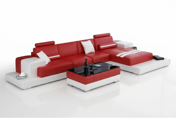 Ledersofa Couch Wohnlandschaft Ecksofa Eck Garnitur Design Modern Sofa L6004C