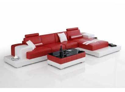 Ledersofa Couch Wohnlandschaft Ecksofa Eck Garnitur Design Modern Sofa L6004C
