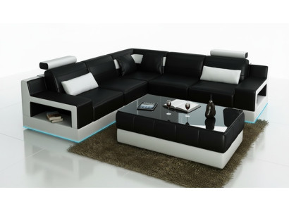 Ledersofa Couch Wohnlandschaft Ecksofa Eck Garnitur Design Modern Sofa L6005B