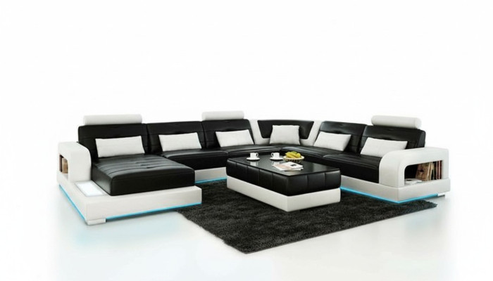 Ledersofa Couch Wohnlandschaft Ecksofa Eck Garnitur Design Modern Sofa L6008