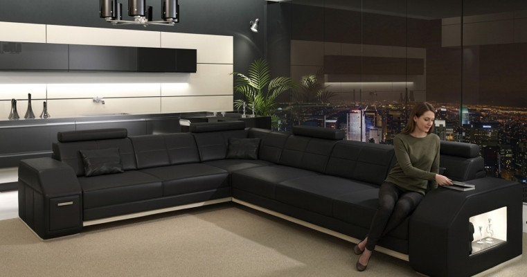 Ledersofa Couch Sofagarnitur 3+2+1 Sitzer Garnitur Design Modern Sofa