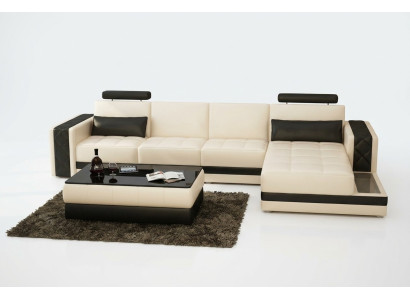 Ledersofa Couch Wohnlandschaft Ecksofa L-Form Garnitur Design Modern