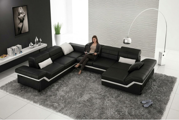 LEDERSOFA XXL WOHNLANDSCHAFT ECKSOFA DESIGN SOFA COUCH GARNITUR ECKCOUCH NEU