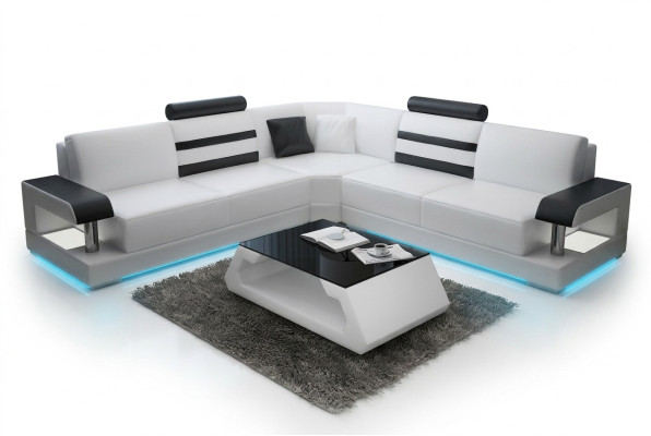 Ledersofa Couch Wohnlandschaft Ecksofa Eck Garnitur Design Modern Sofa L6016B