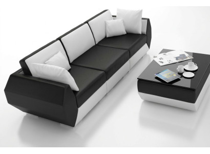 Ledersofa Couch Wohnlandschaft 3+3 Sitzer Garnitur Design Modern