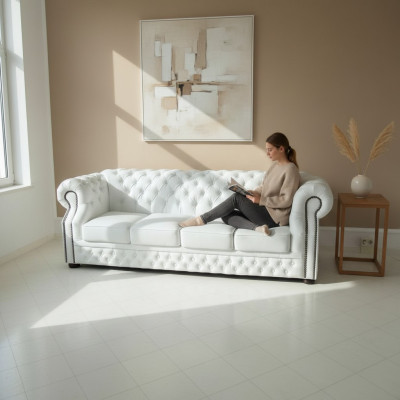 LEDERSOFA CHESTERFIELD 4-SITZER ENGLAND SOFA LEDER GARNITUR NEU DESIGN
