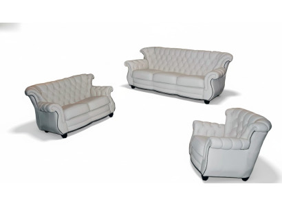 Ledersofa Sofagarnitur 3+2+1 Couch Sofa Polster Englische Stil Möbel klassisch