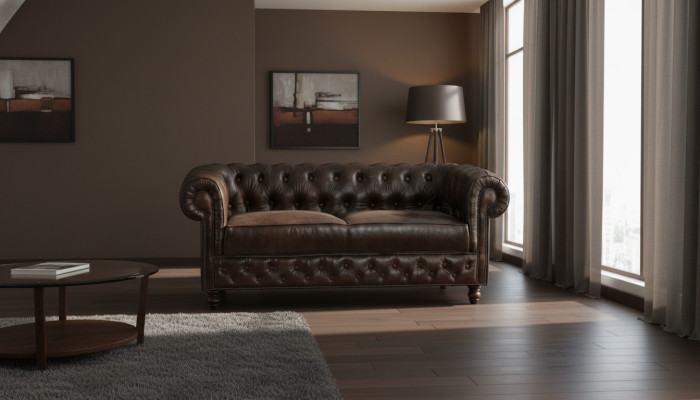 Ledersofa Polster Sofagarnitur Couch Leder Garnitur Chesterfield NAPOLI FALMOUTH