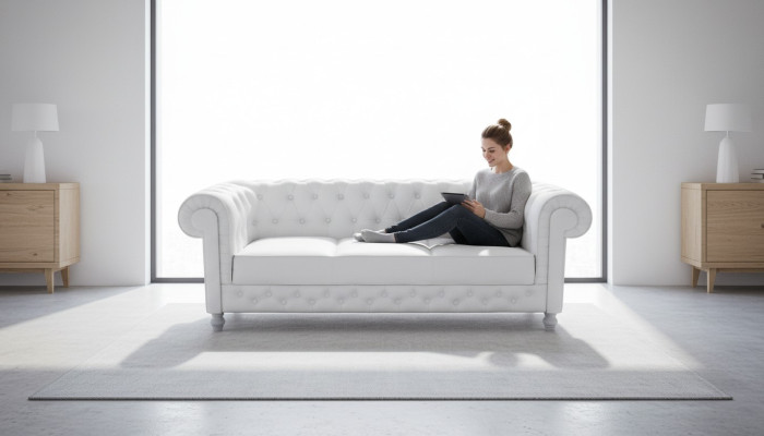 Chesterfield Couch Sofa Garnitur 3 Sitzer Polster Leder Sofas Couchen WHITTBY