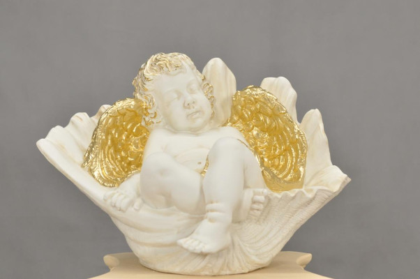 Figur Skulptur Engel in Muschel 33,5cm  Skulpturen Figuren Statuen Statue 0629