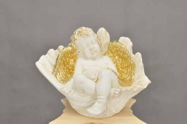 Figur Skulptur Engel in Muschel 33,5cm  Skulpturen Figuren Statuen Statue 0629