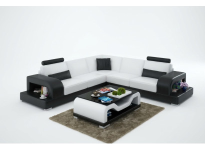 Ledersofa Couch Wohnlandschaft Ecksofa Eck Garnitur Design Modern Sofa G8007B