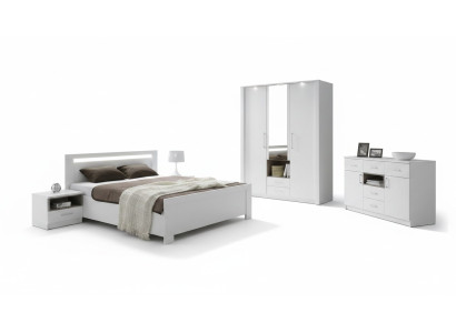 KOMPLETTES SCHLAFZIMMER SET SCHRANK BETT BETTEN MIT LED NEU KOMMODE NEW YORK