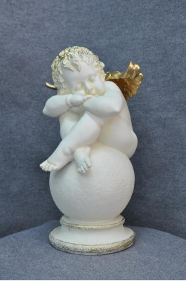 Figur Skulptur Ein großer, schläfriger Engel 61cm  Weiß Design Accessoire PG0631