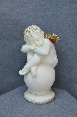 Figur Skulptur Ein großer, schläfriger Engel 61cm  Weiß Design Accessoire PG0631