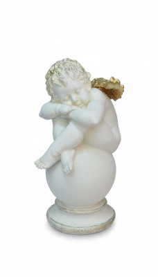 Figur Skulptur Ein großer, schläfriger Engel 61cm  Weiß Design Accessoire PG0631