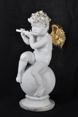 Figur Engel Figuren Skulptur Flöte 69cm Skulpturen Design Dekoration Skulpturen