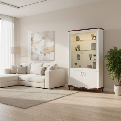 Massivholz Echtholz Handarbeit Klassische Vitrine Vitrinen Schrank Vitrinen MIW2