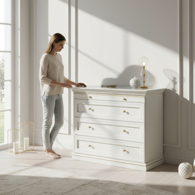 Kommode + Virtrine Schmuck Uhren Begehbarer Schrank Massiv Echtholz V-KG Kommode