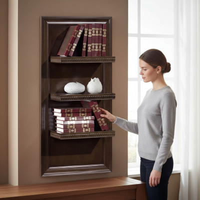 Wohnzimmer XXL Bücherregal Massiv Holz 131cm Ablage Regal Regale CD DVD Bücher