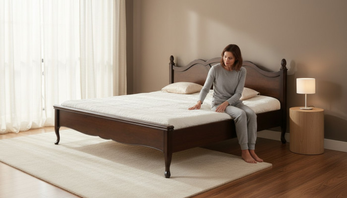 Klassisches Bett Doppelbett Betten Leder Textil Echtes Antik Stil Holz