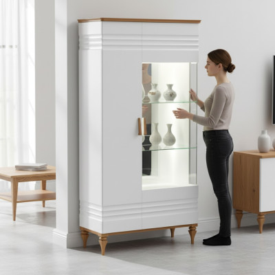 Klassische Vitrine Kommoden Vitrinen Vitrinenschrank Schrank Glasschrank TO-W2