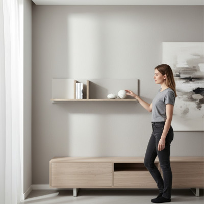 Klassische Wohnwand Schranksystem Wohnzimmer Schrank Regale Regalsystem CM-P2