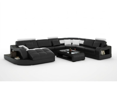 Multifunktion XXL Big Ledersofa Sofa Couch Eck Wohnlandschaft Ecksofa Polster
