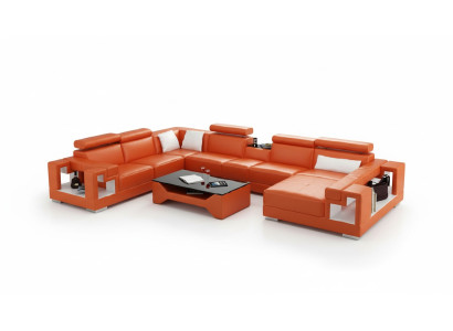 Ledersofa Wohnlandschaft Ecksofa Couch Sofa Eck Garnitur Ecke XXL Big 2710A
