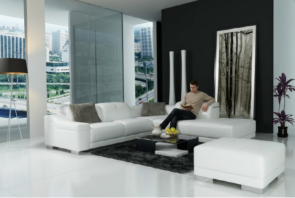Wohnlandschaft Polster Ecke Eck Sofa Couch Garnitur Landschaft Leder Sitz 2711C