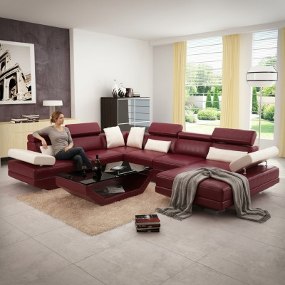 Wohnlandschaft Polster Ecke Eck Sofa Couch Garnitur Landschaft Leder AlfredA