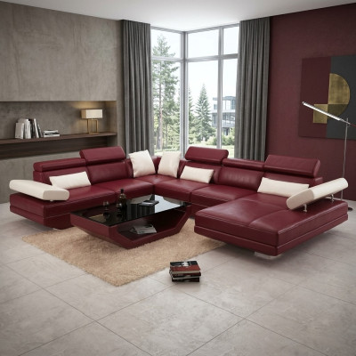 Wohnlandschaft Polster Ecke Eck Sofa Couch Garnitur Landschaft Leder AlfredA