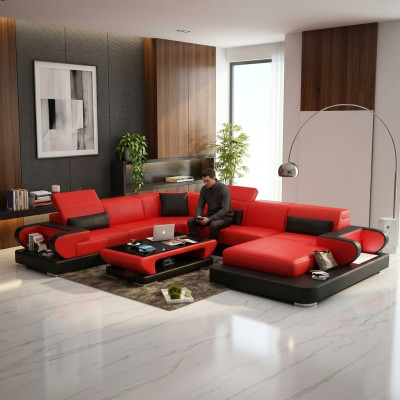 Ledersofa Polster Sitz Couch Garnitur Ecksofa Sofa Couch Wohnlandschaft Detmold