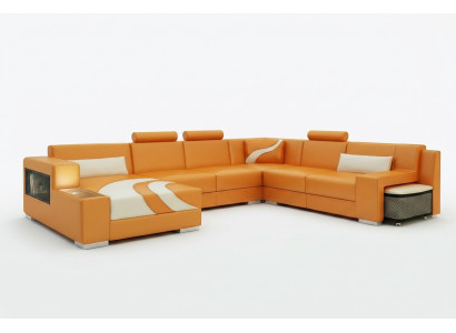 Wohnlandschaft Couch Polster Eck Garnitur Designer Ledersofa Big Sofa Neu V015A