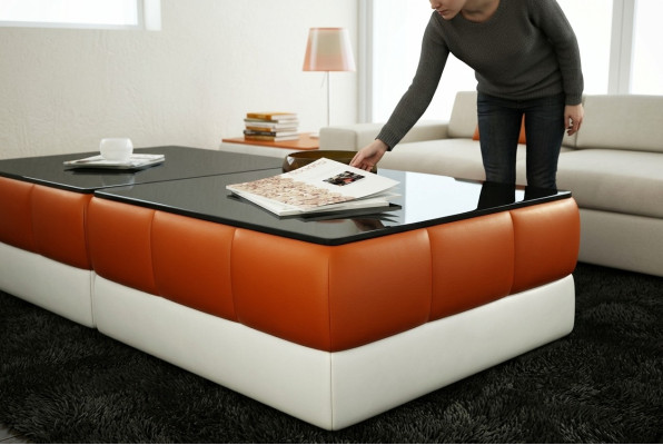 Designer Couchtisch Polster Tisch Leder Glas Tische Glastische #SBA1A