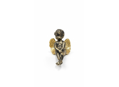Figur Skulptur Sitzender Engel Gold 14cm Design Accessoire Dekoration P0646 Neu