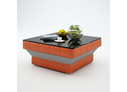 Designer Couchtisch Polster Tisch Leder Glas Moderner Tische #8009