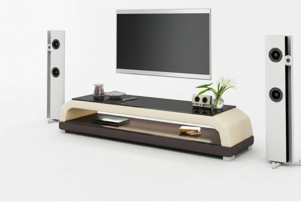 RTV TV Sideboard Leder Glas Tisch Fernseh Schrank Tisch Designer 6108