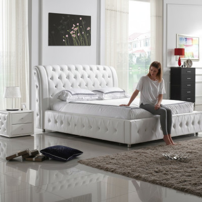 POLSTERBETT LEDERBETT BETT BETT MODELL S-9270 white 160/180/200X220CM