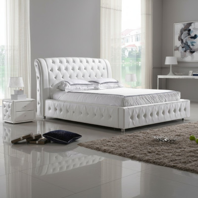 POLSTERBETT LEDERBETT BETT BETT MODELL S-9270 white 160/180/200X220CM