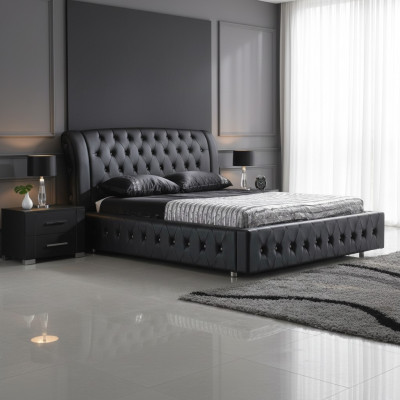 POLSTERBETT LEDERBETT BETT BETT MODELL S-9270 black 160/180/200X220CM