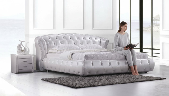 Bett Betten Chesterfield Designer XXL Doppel Lederbett S9111 160 180 200x200cm