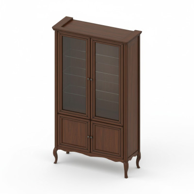Schrank Klassische Vitrine Vitrinenschrank Massivholz Echtholz - Model PR-W2