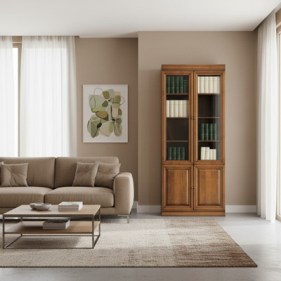 Klassische Schrank Bücherschrank Bücherregal Vitrine Vitrinenschrank Glasschrank