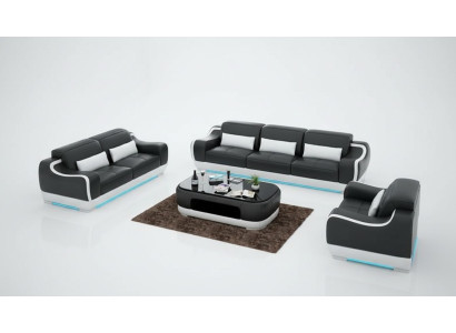 Ledersofa Couch Wohnlandschaft 3+2+1 Sitzer Garnitur Sofa Sofagarnitur G8025D